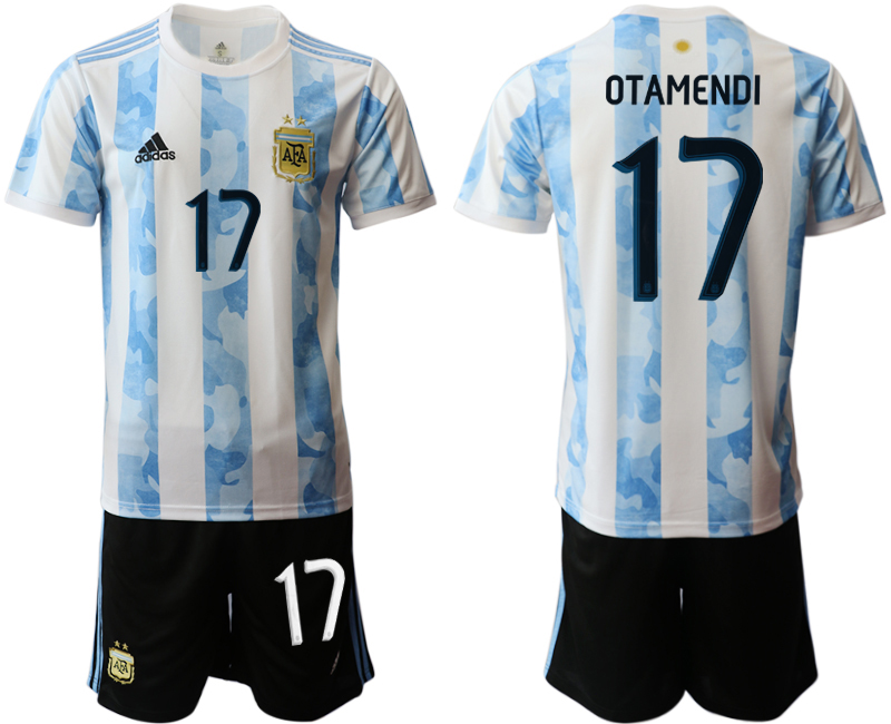 Men 2020-2021 Season National team Argentina home white #17 Soccer Jersey->argentina jersey->Soccer Country Jersey